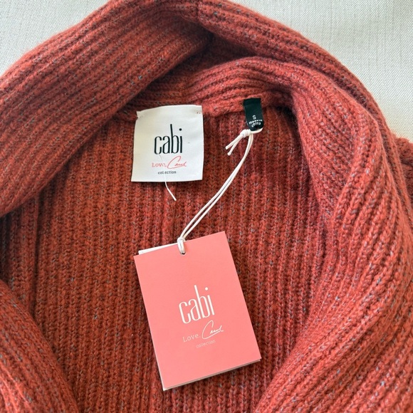 Cabi Rosewood Two Button Sweater Womens Size S Red Knit Shawl Neck Short Sleeves - Picture 7 of 8
